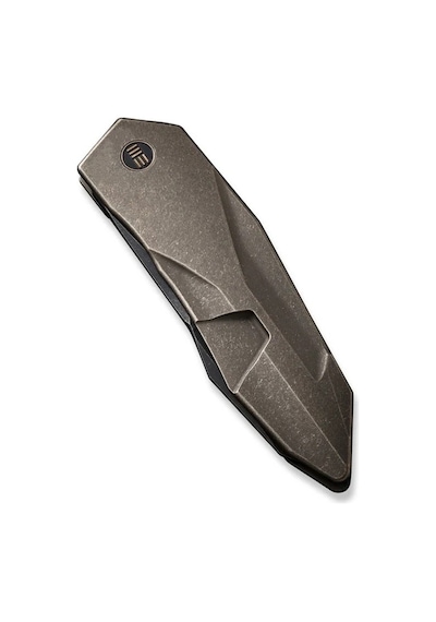 We Knife Solid Polished Bead Blasted Titanium Integral Handle Polished Bead Blasted Cpm 20cv Blade Blade Çakı Gri
