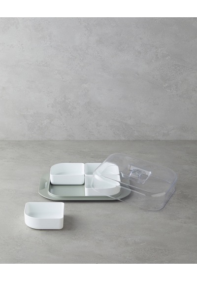 English Home Daisy Plastik 4 Bölmeli Kahvaltılık 26x23 Cm Yeşil Yeşil