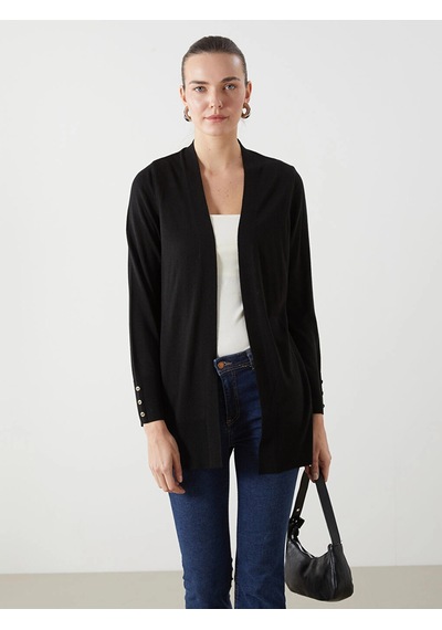 LC Waikiki Lcwaıkıkı Classic Siyah Şal Yaka Kadın Triko Hırka New Black