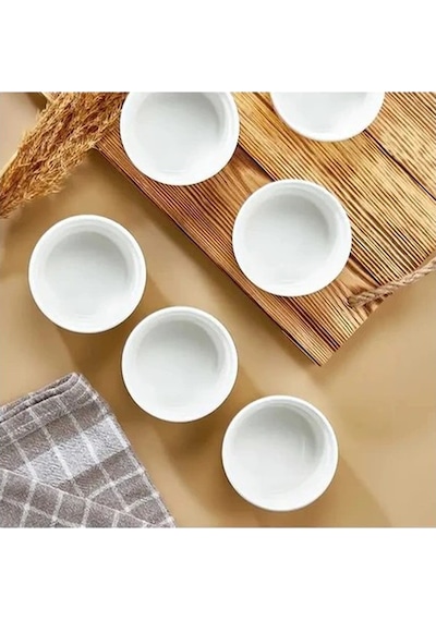 Akıllıelma- Ckr4016 Porselen 6cm Mini Sufle Reçellik 6 Parça Beyaz