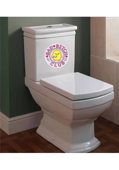 Belalı Civciv Bad Bitch Club Klozet Kapağı Banyo Wc Sticker 23x27 Cm
