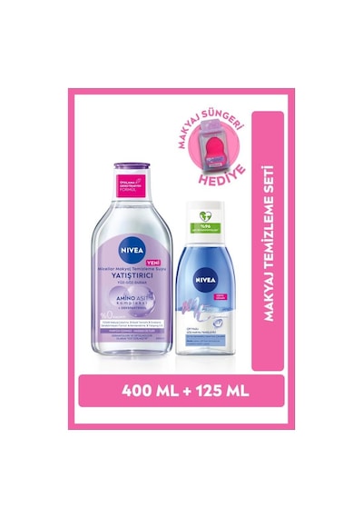 Nivea Micellar Makyaj Temizleme Suyu 400 ML + Hassas Ciltler İçin Göz Makyaj Temizleyici