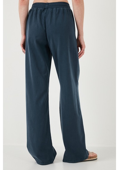 Lela Relaxed Fit Yüksek Bel Bol Paça Bayan Pantolon 668Yp5040 Lacivert