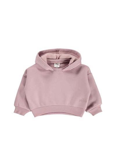 Civil Baby Çiçek Nakışlı Basic Kapşonlu 6-18 Ay Sweatshirt - Lila Soft Gül Kurusu