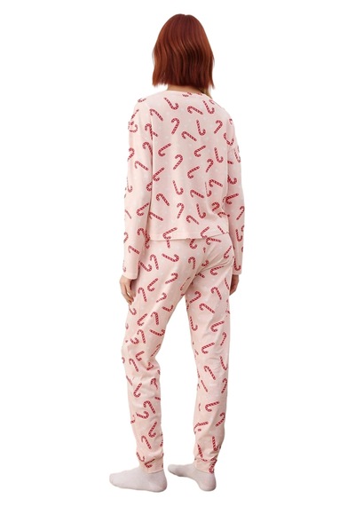 Ersefa Kadın Yılbaşı Desenli Örme Pijama Takımı Fonksiyonel Dayanıklı Ka Pembe