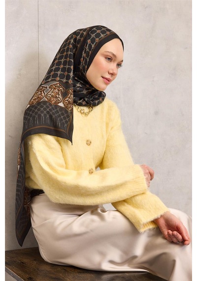 Silk Home Floş Viskon Organik Şal Siyah Halat Desenli Akışkan Dökümlü 75x195 Çok Renkli 45404452