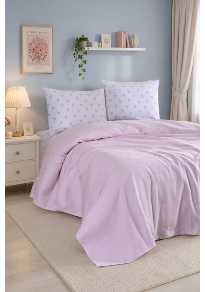 Color Pike Takımı Çift Kişilik Fiyonk Pembe