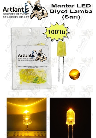 Sarı Mantar Led Diyot Lamba 100 Lü 1 Paket Sarı 4.8 Mm Mini Mantar Led Lamba Deney Bilim Proje Arduino Işığı
