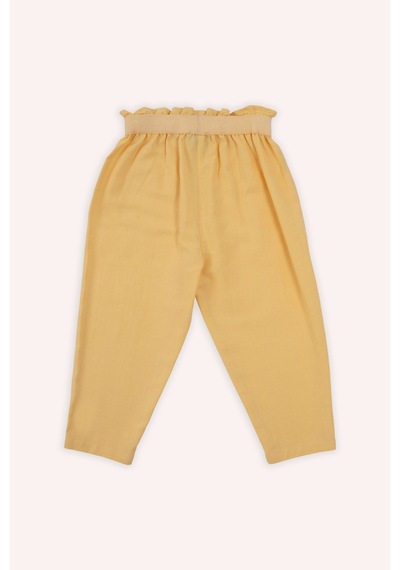 Panço Kız Bebek Beli Lastikli Cepli Sarı Pantolon 2511GB04016