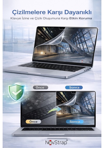 Novstrap Apple MacBook Air 13.6 İnç M2 A2681 / M3 A3113 / M4 A3240 / M5 A3449 İle Uyumlu Nano Ekran Koruyucu Film