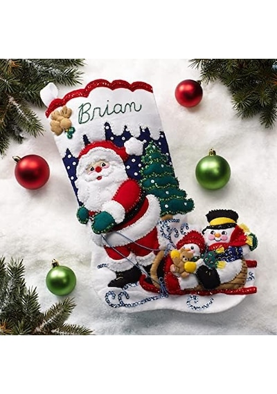 Keçe Aplike 45,72 Cm Çorap Yapma Seti, Noel Baba İle Kızak, Kendin Yap Sanatları Ve El Sanatları İçin Mükemmel, 89477e 50 x 22 Keçe Aplike 45,72 Cm Çorap Yapma Seti, Noel Baba İle Kızak, Kendin Yap Sanatları Ve El Sanatları İçin Mükemmel, 89477e 50 x 22