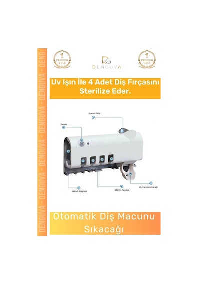 Dişfırçasıtutucusu Güneş Enerjili Akıllı Sterilizatör Diş Macunu Dispenseri Delmesiz Pratik 4 Adet Çok Renkli