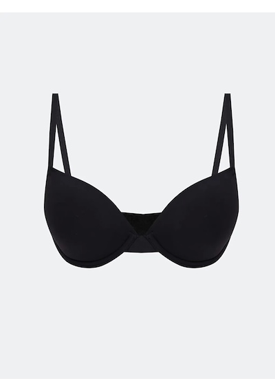 Scm Lingerie Scm Lıngerıe Siyah Balenli Dolgusuz Düz Tişört Sütyen Siyah