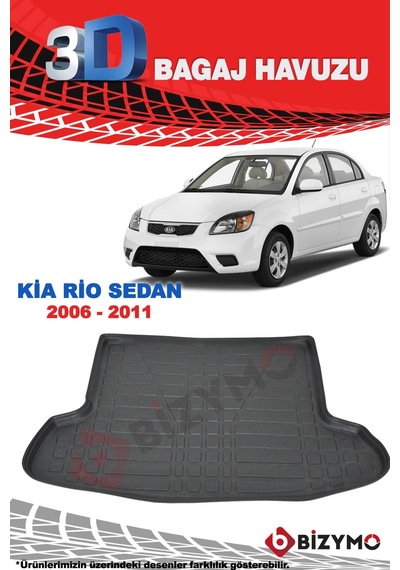 Kia Rio Sedan 2006-2011 3D Bagaj Havuzu Bizymo Kia Rio Sedan 2006-2011 3D Bagaj Havuzu Bizymo