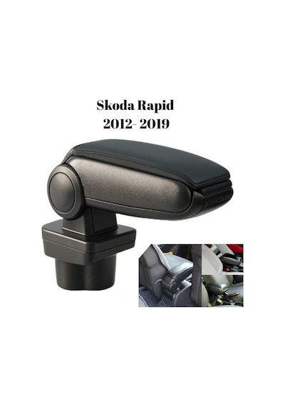 Skoda Rapid 2012 2013 2014 2015 2016 2017 2018 2019 Uyumlu Araca Ozel Kolcak Kol Dayama Orta Konsol Siyah