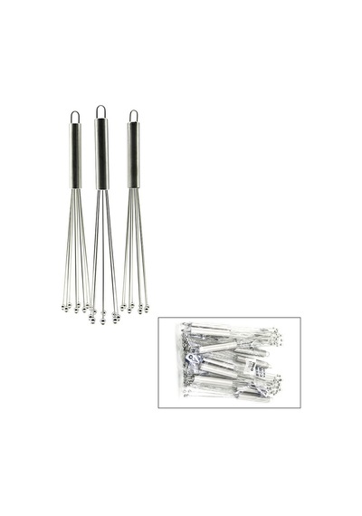 İbico İ22-358 Metal Çırpıcı Uç 13.5cm Sap: 11.5cm 8-boncuk Uçlu Çek Aç Krom Sap - 12'li Paket