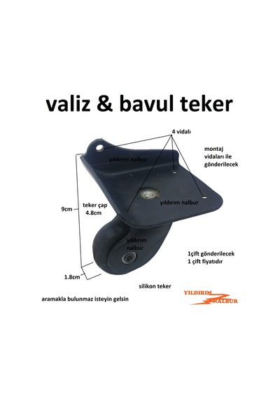 Bavul Tekeri Sağ Sol Çift Kare Model Teker Bavul 2 Adet Fiyatı Te