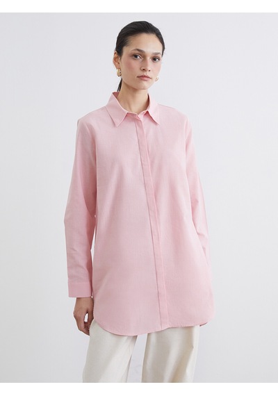 Lcw Modest Pembe Dokulu Kadın Gömlek Tunik