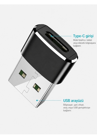 Usb Male To Type-c Female Çevirici Converter Adaptör 2.4a Bir Otg Dönüştürücü