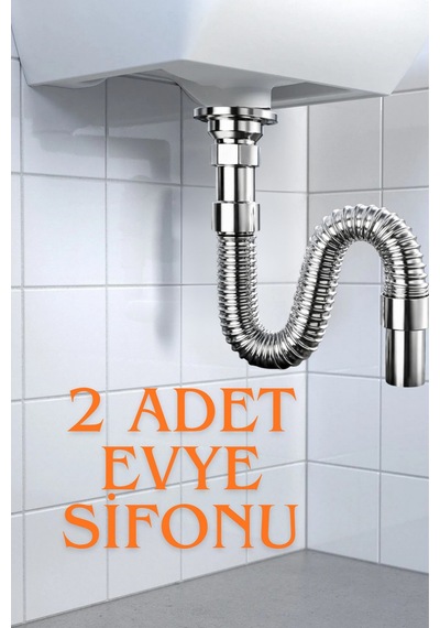 2adet Premium Körüklü Evye Sifonu Koku Yapmaz, Uzayabilen Esnek Gider Borusu 33-80 Cm