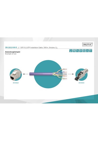 DIGITUS CAT6 Utp 23AWG Gri 500m Makara Saf B  kır Kablo 0.50mm DK