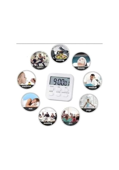 Mr Alarmlı Dijital Öğrenci Sınav Masa Kronometresi 24 Saat Geri Sayım Timer, 2 Kademeli Alarm, Lcd Ekranlı Beyaz