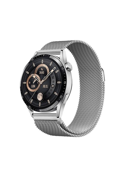 Galaxy Watch Uyumlu 42mm Zore Band-12 20mm Metal Hasır Kordon-gümüş