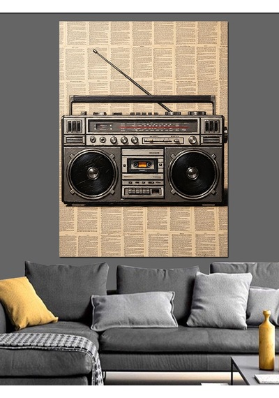 Ahşap Tablo Nostaljik Radyo Ve Gazete Tasarımı