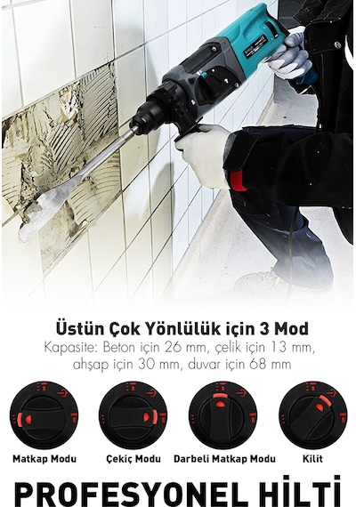 Assur ASR519-02-04 850 W Darbeli Kırıcı Delici Hilti Mavi