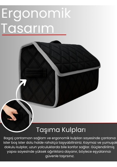 Araç Bagaj Düzenleyici Organizer Tay Tüyü Kaymaz Cırt Bantlı Geniş Hacimli Çanta A5