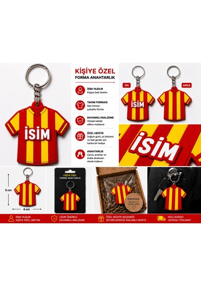 Anahtarlık Kişiye Özel Sarı Kırmızı Forma Qtop Q-1061
