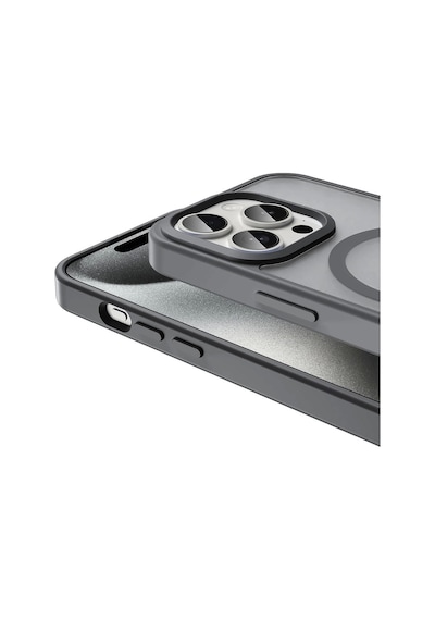 Apple Uyumlu iPhone 15 Pro Max Kılıf Magsafe Şarj Özellikli Mat Arka Yüzey Redclick Sio Kapak - Gri