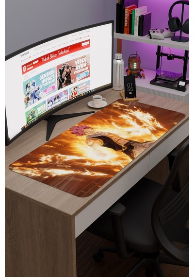 Fairy Tail Anime V1 - 90x40 Xxl Gaming Kauçuk Kaymaz Taban Mouse Pad Fare Altlığı