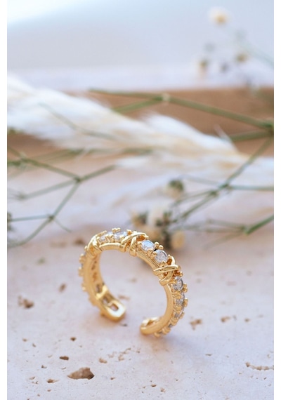 Aurrari Gold Tiffany Xox Zirkon Ayarlanabilir Yüzük