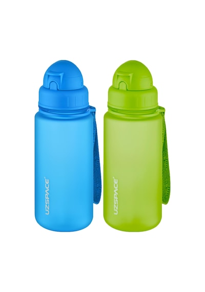 Uzspace 2'li Pipetli Tritan Matara Seti 400 Ml Fiftyfifty -3024seta Mavi - Yeşil