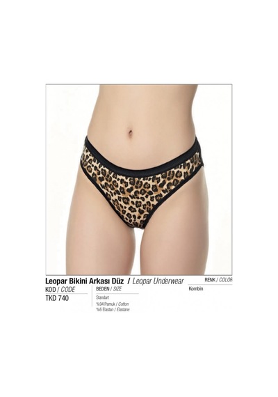 Tutku 12 'li Bayan Leopar Bikini Külot Kombin Çok Renkli