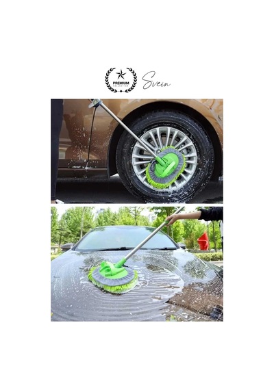 Premium Mikrofiber Araba Yıkama Fırçası Mop Paspas Temizleme Uzun Saplı Detaylı Çiziksiz Uzayabilen
