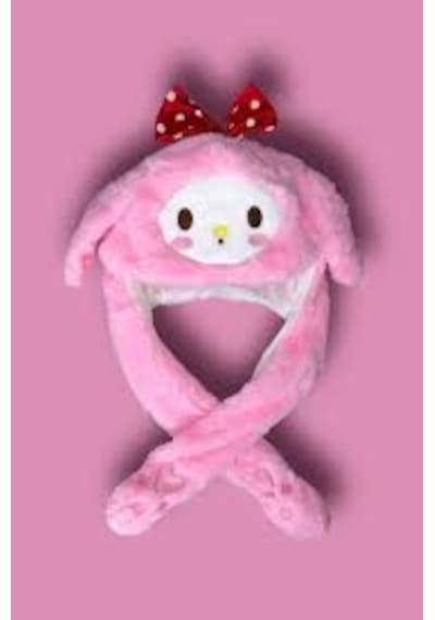 Işıklı Kulakları Hareket Eden Tavşan Pelüş Şapka Bere Bunny Pembe
