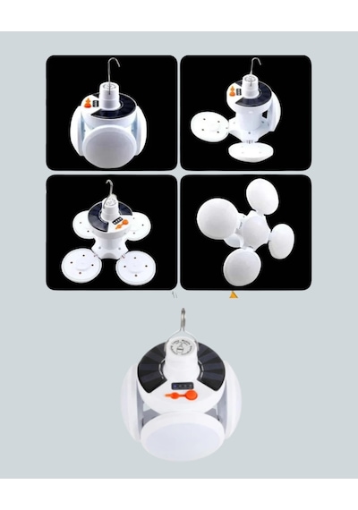 Hubrendy Tekno Ipx4 Suya Dayanıklı, Katlanabilir Led Kamp Lambası Ve Acil Durum Işığı AÇIK GRİ KAHVE KARIŞIMI