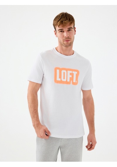 Regular Fit Erkek Tshirt K.kol White Orange