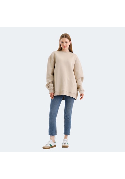 Slazenger VADIM Oversize Kadın Oversıze Bej Sweatshirt