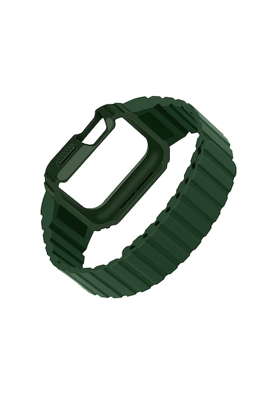 Apple Uyumlu Watch  10/11 Serisi 46mm Kordon Armour Defens Kasa Koruyuculu Silikon Band 142