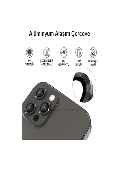 Apple Uyumlu iPhone 14 Pro Max Alüminyum Alaşım Temperli Cam Kamera Lens Koruyucu - Mor