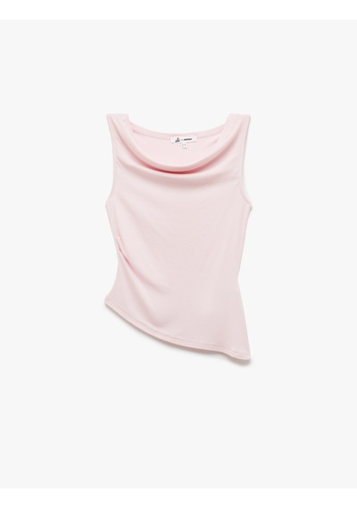 Koton Slim Fit Degaje Yaka Asimetrik Kolsuz Viskon Bluz Pembe 5sal30275ık Gül