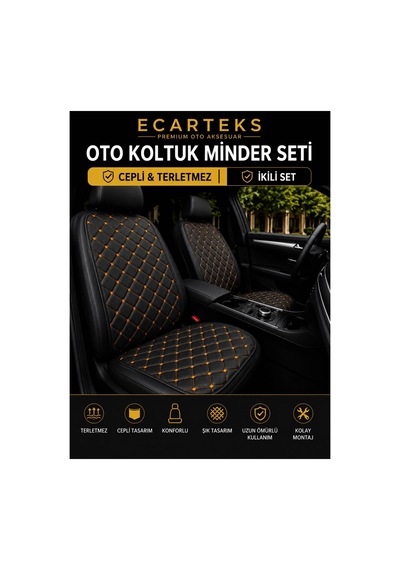 Terletmez Cepli Oto Koltuk Minder Seti Ön Koltukları İçin Kolay Montaj Universal Koruyucu Kılıf Kumaş 69891171