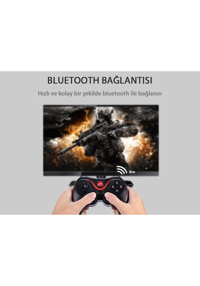 X3 Bluetooth Kablosuz Oyun Kolu Gamepad + Telefon Tutucu Stand