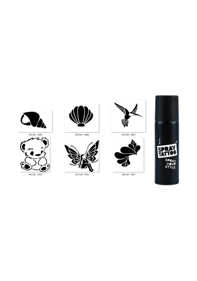 Airbrush Tattoo Peluş Çiçek Spray Tattoo Geçici Sprey Dövme Seti