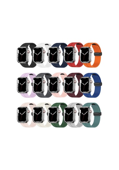 Apple Watch 42mm Uyumlu Silikon Metal Tokalı Lansman Renkler Kordon Kayış