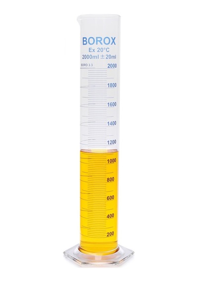 Cam Mezür 2000 Ml - Uzun Form - Mavi Skala - Borosilikat 3.3