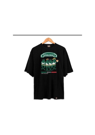 Flood Of Style Erkek Siyah Senor Frog's Oversze Bisiklet Yaka Tshirt